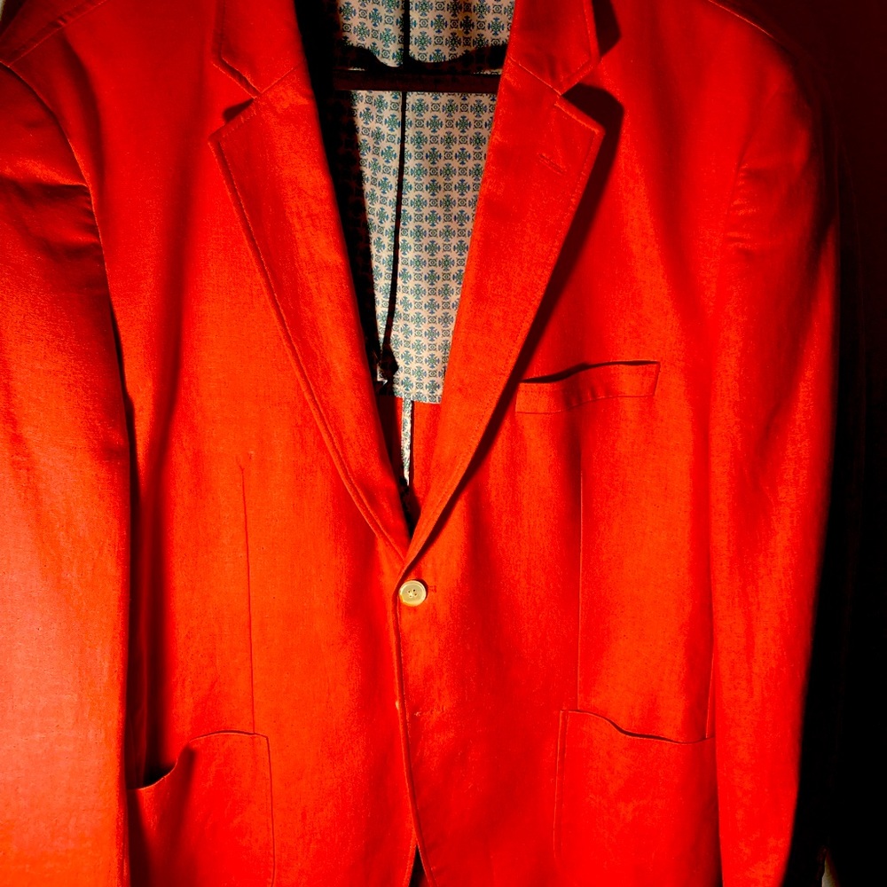 Alan Flusser Mens Blazer. Salmon Color. Size XL.  Linen and Rayon.